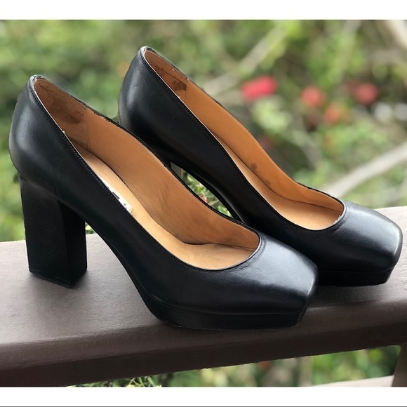 Acne Studios Black Square Toe Platform 4” High Heels - Picture 1 of 12